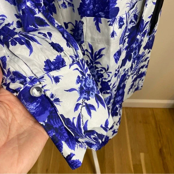 Tuckernuck Blue and White Floral Long-Sleeve Mini Dress with Black Bow - Picture 8 of 16